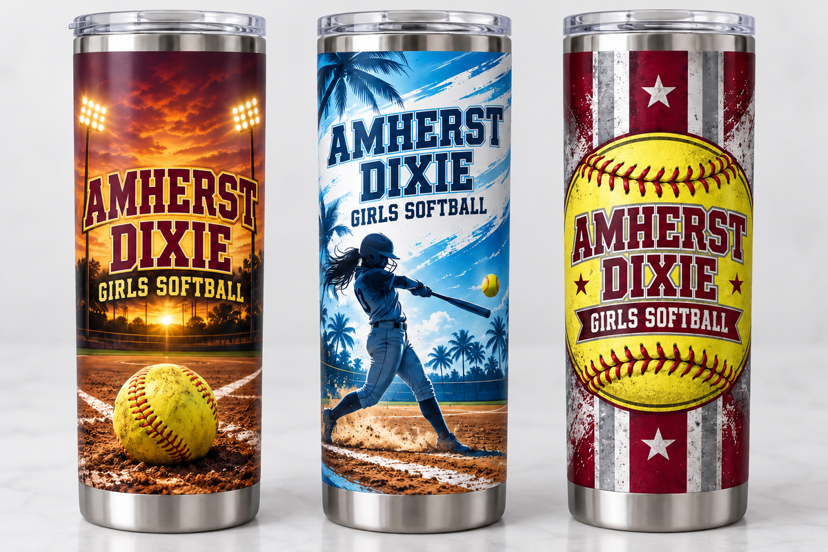 Amherst Dixie Girls Softball 20oz Skinny Tumbler