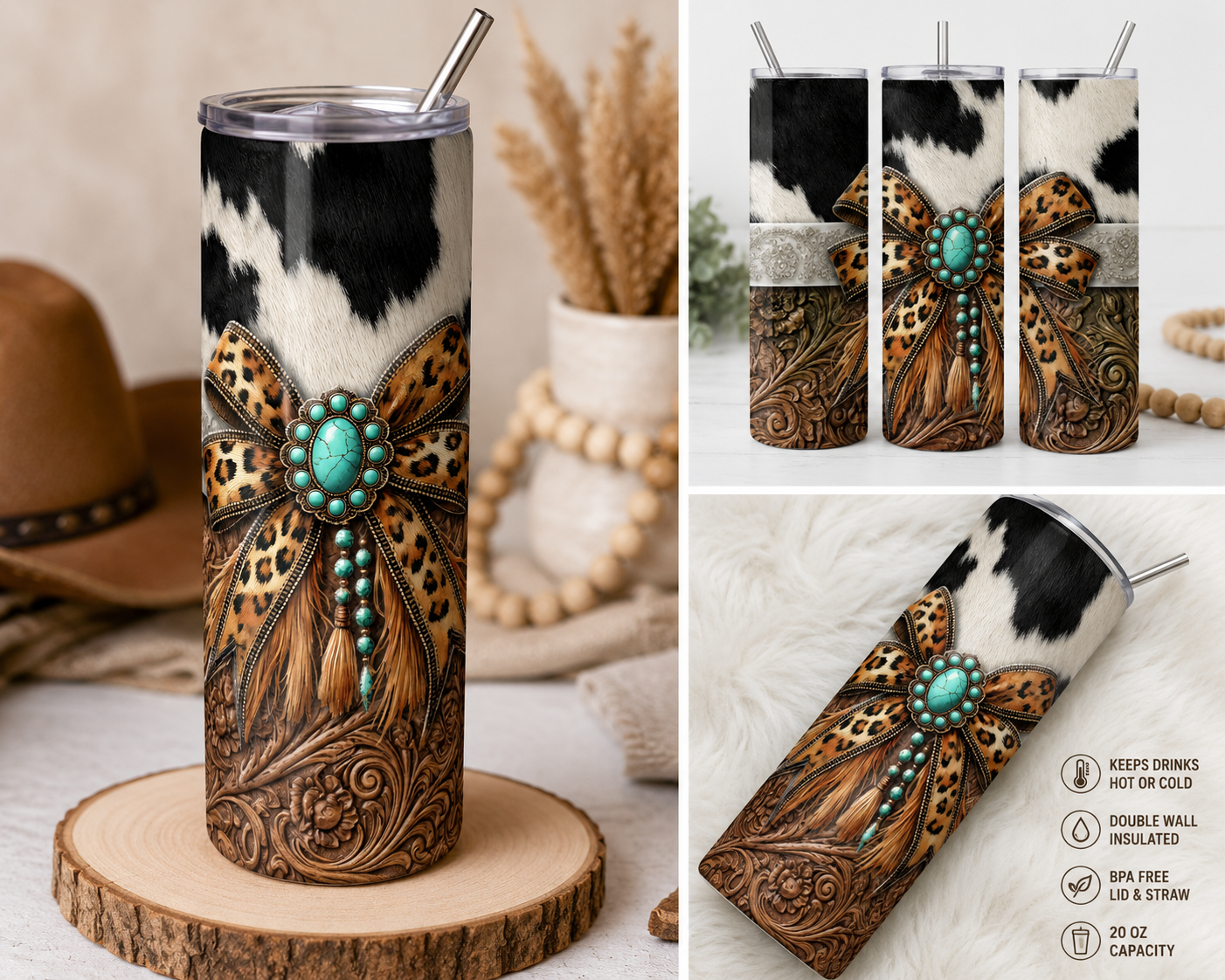 Cowgirl Coquette 20oz Skinny Tumbler