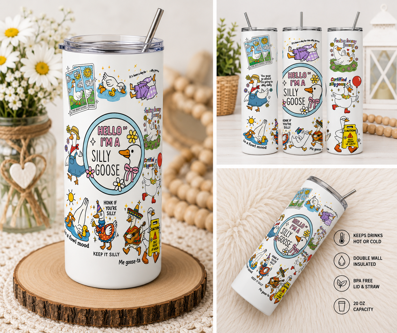 Hello, I'm a Silly Goose 20oz Skinny Tumbler