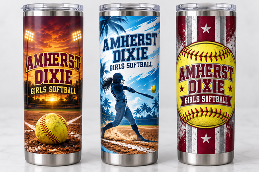 Amherst Dixie Girls Softball 20oz Skinny Tumbler