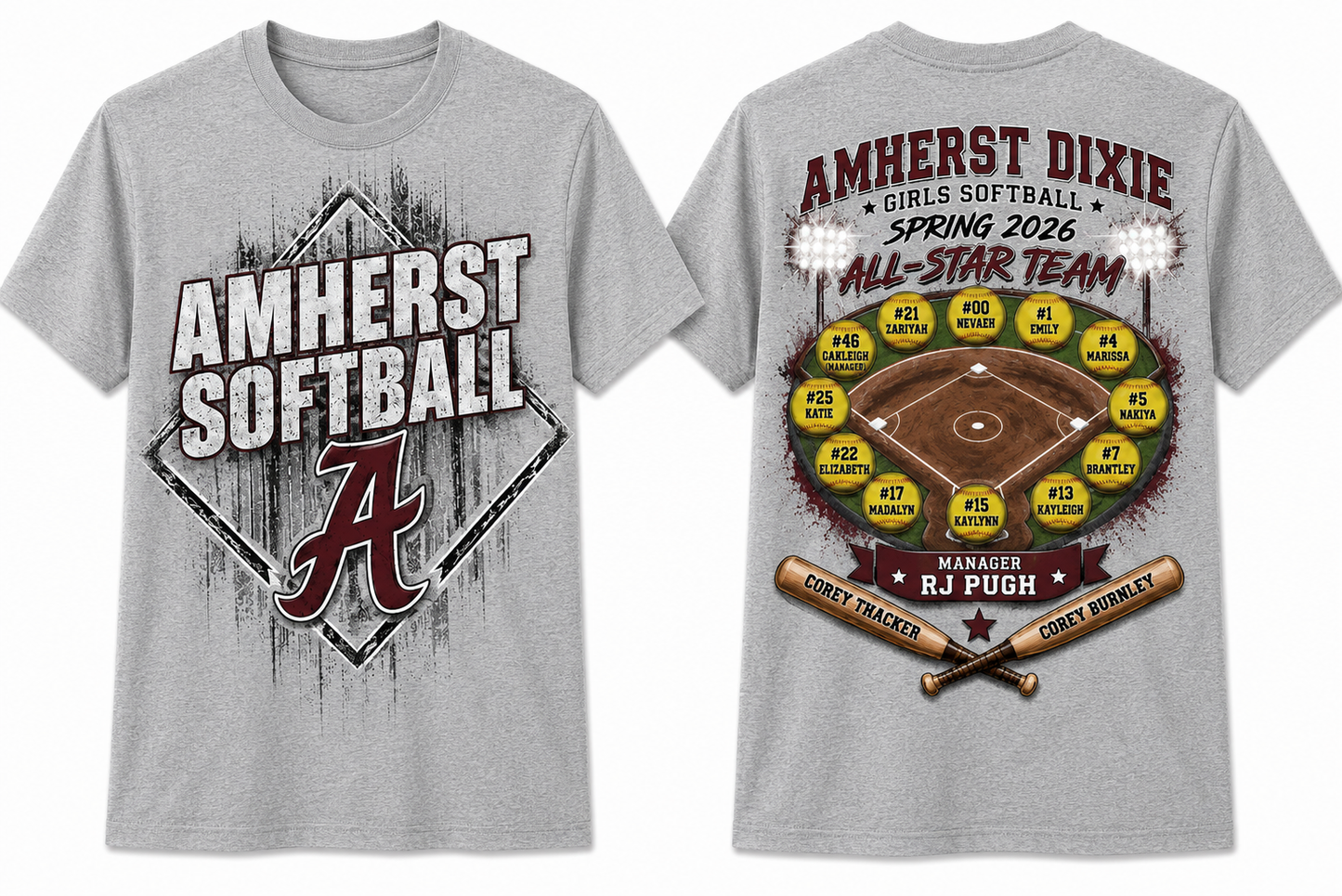 Amherst Dixie Girls Softball Team Shirt - Option 5