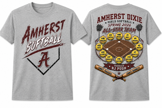 Amherst Dixie Girls Softball Team Shirt - Option 1