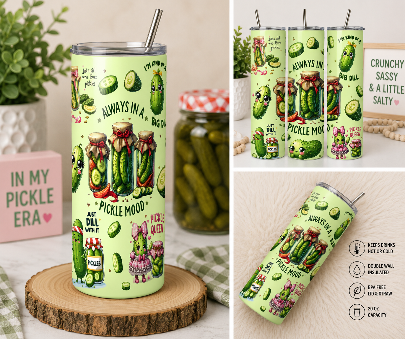 Pickle Mood 20oz Skinny Tumbler