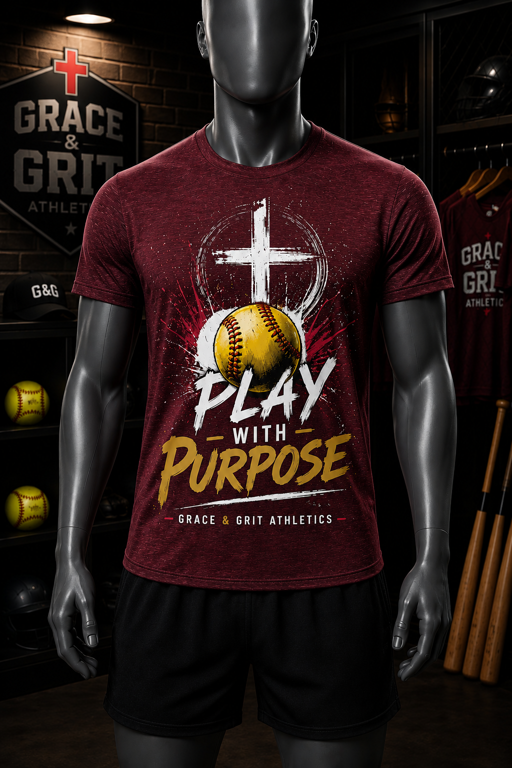 Play With Purpose™ Softball Tee | Grace & Grit Athletics Signature Series