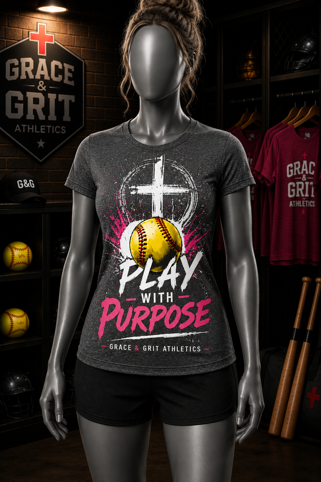 Play With Purpose™ Softball Tee | Grace & Grit Athletics Signature Series